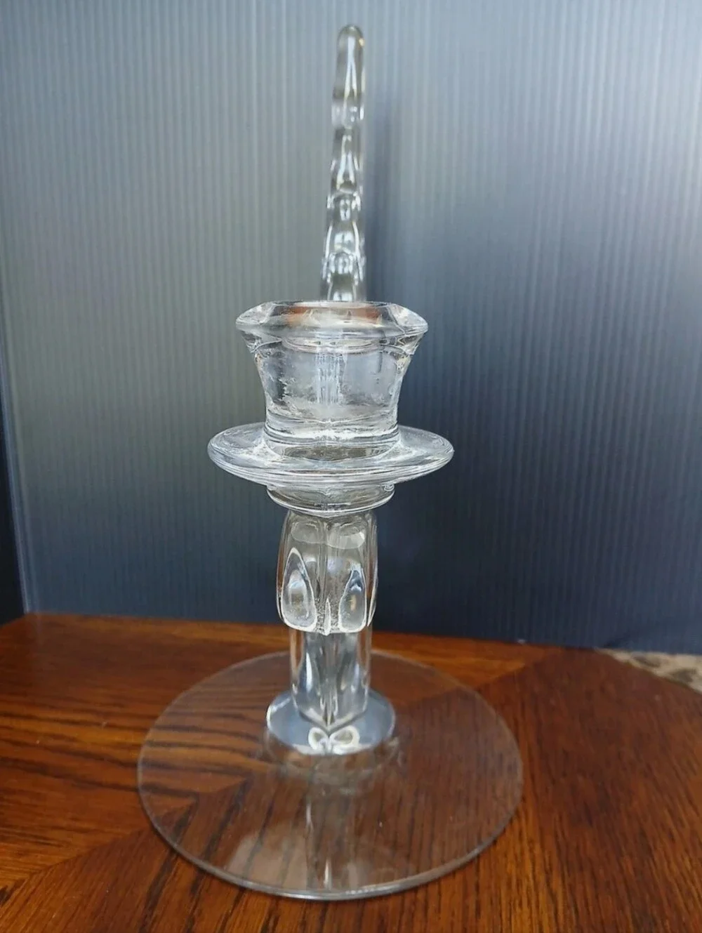 Vtg Fostoria Glass Single Plume Candlestick 9.5